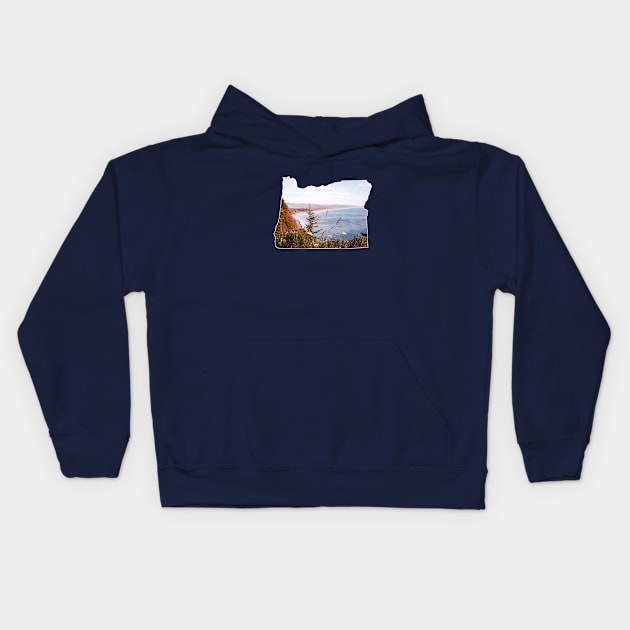 Oregon Coast Viewpoint-Map of Oregon-Travel Photography Kids Hoodie by tonylonder